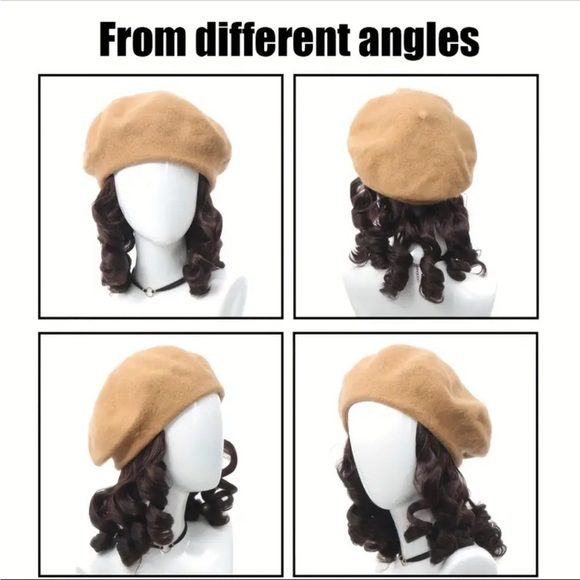 Women's Short Curly Beret Wig Synthetic Dark Brown - Picture 5 of 6